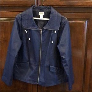 Chico’s Leather blue jacket size 2